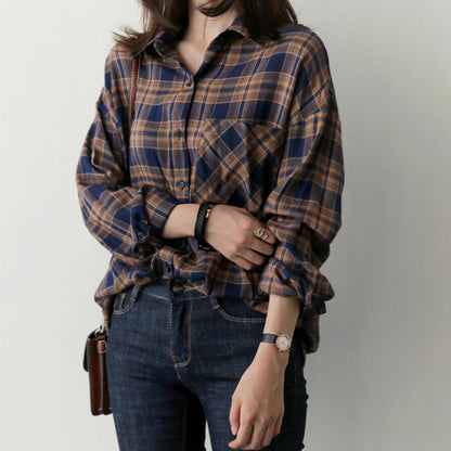 Spring New Women's Plaid Loose Shirt