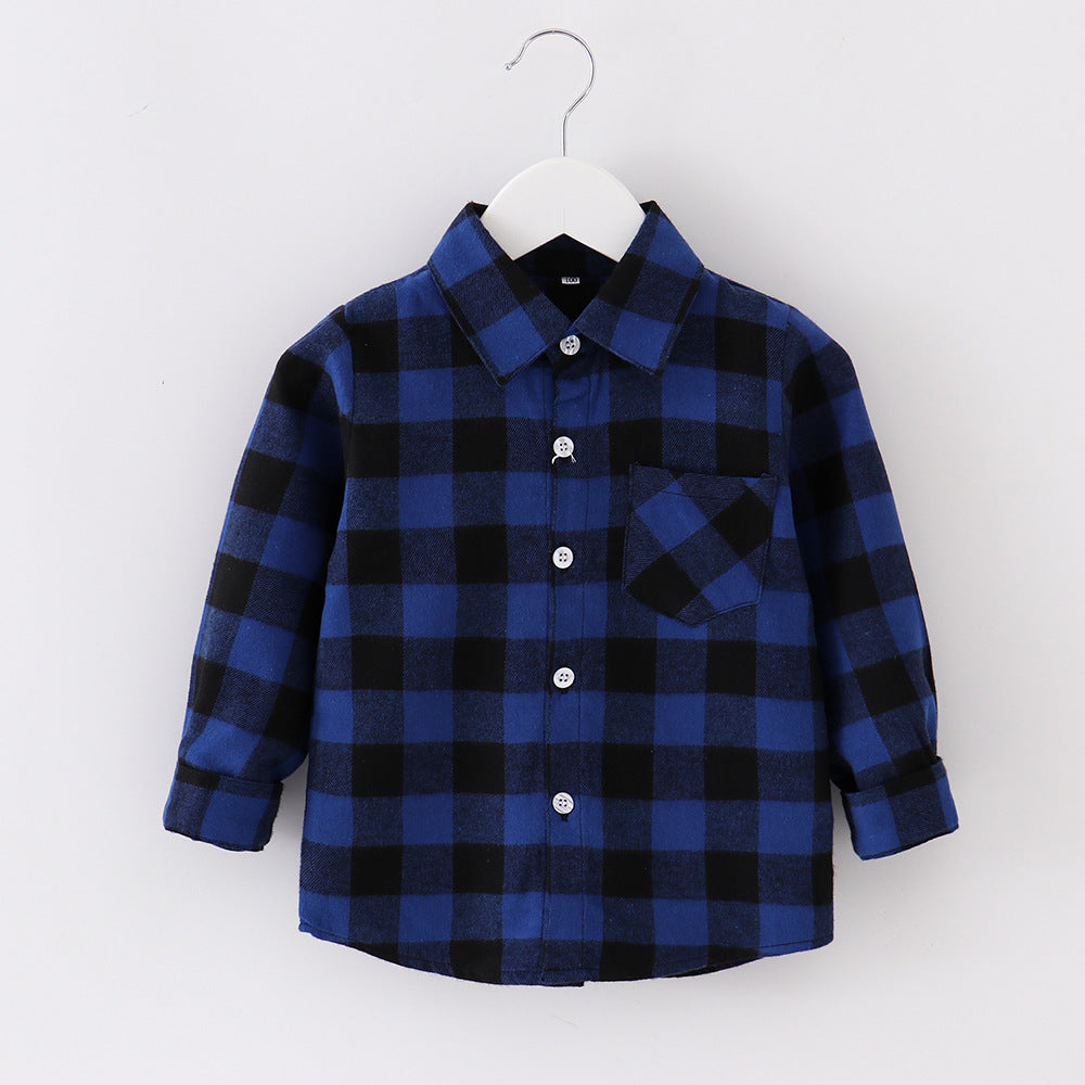 Children's Plaid Shirt Casual Coat Top