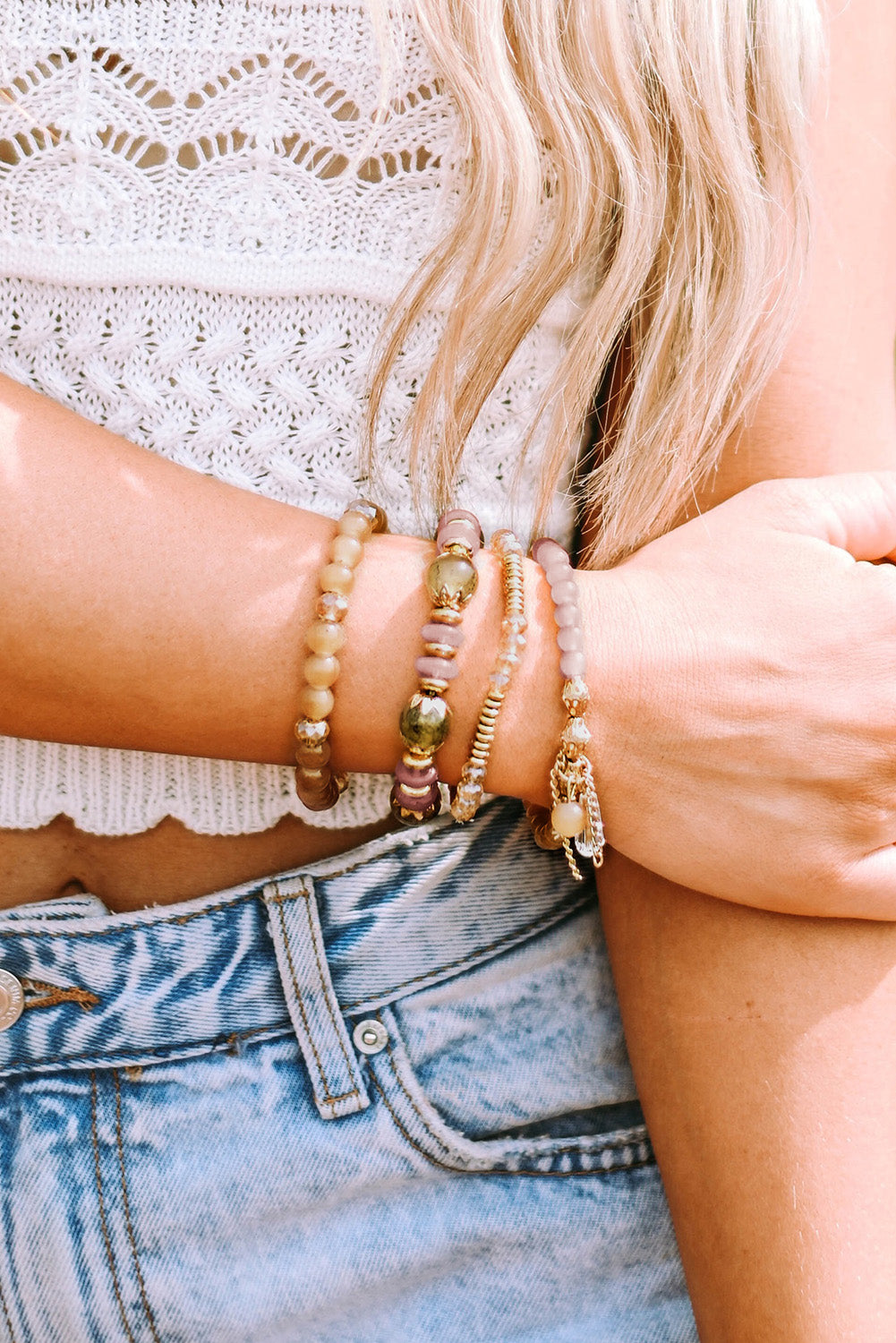 Brown Bohemian Crystal Pendant Tassel Bracelet