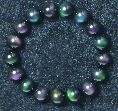 Rainbow Purple Green Eye Obsidian Bracelet