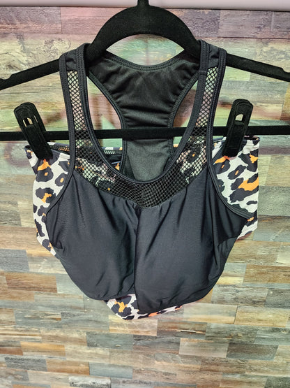 HIGH WAISTED RACERBACK MED BLACK/LEOPARD