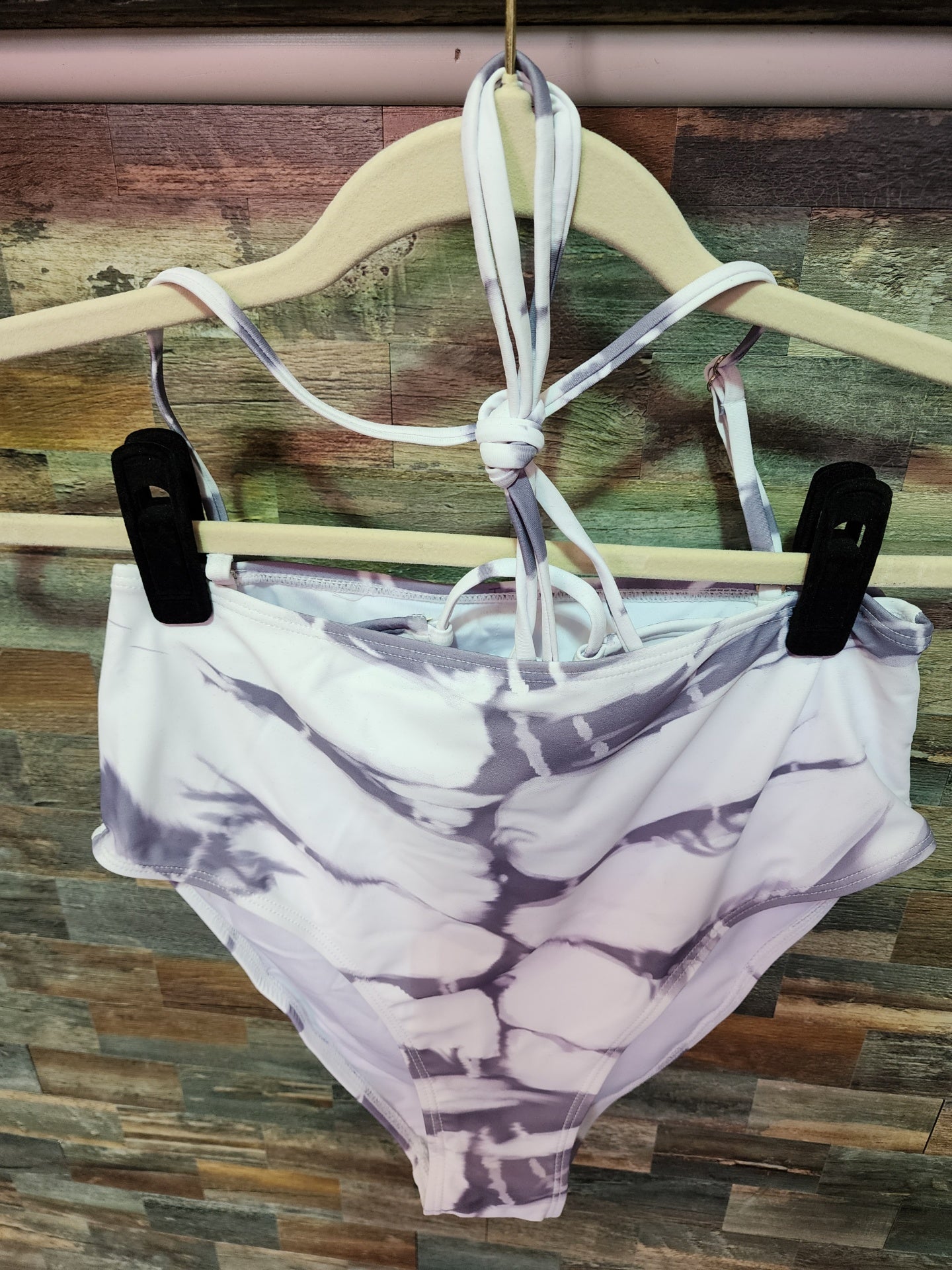 STRAPLESS BIKINI HP FLORAL MED WHITE/BLACK