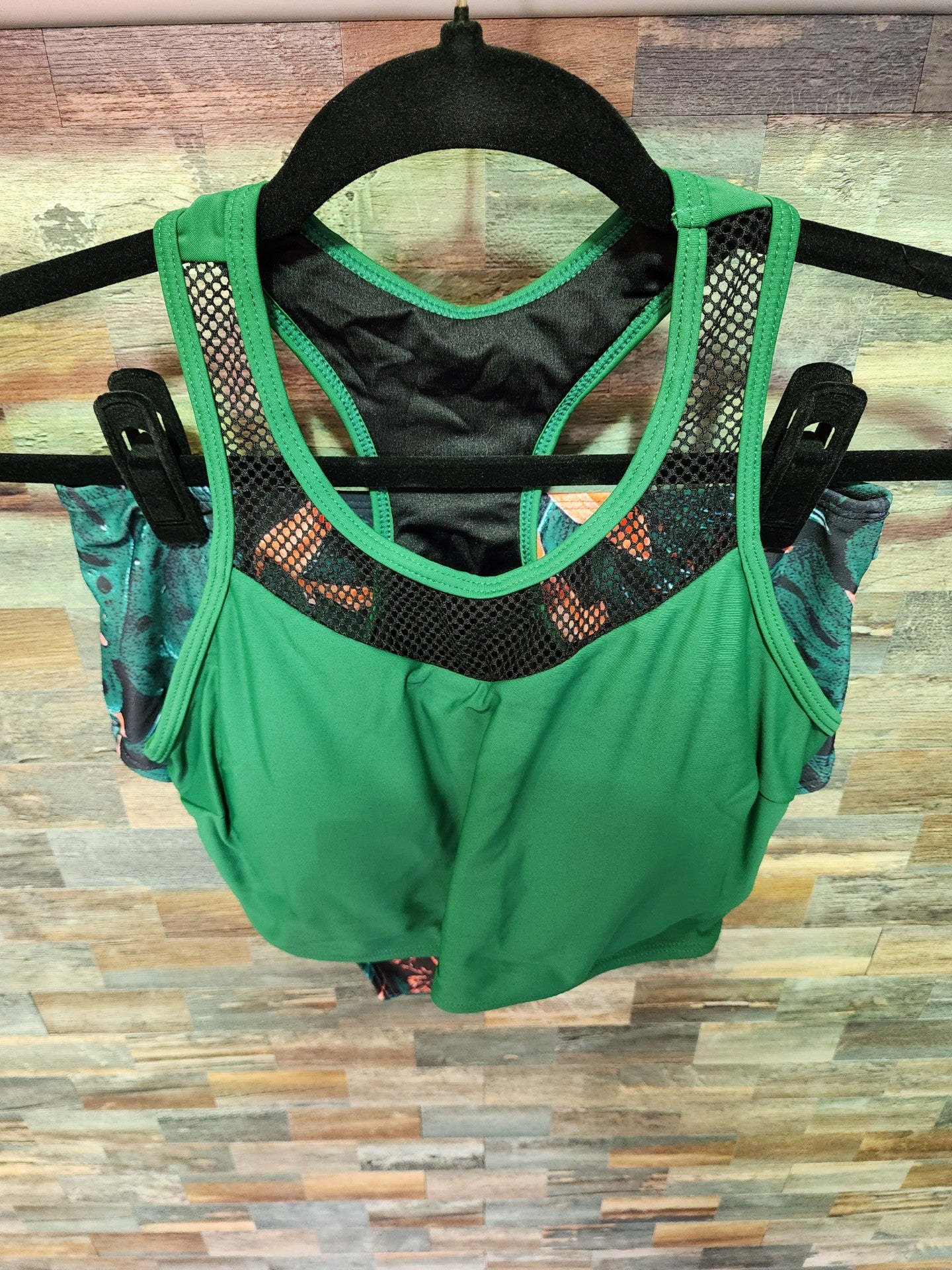 HIGH WAISTED RACERBACK MED GREEN/BLACK