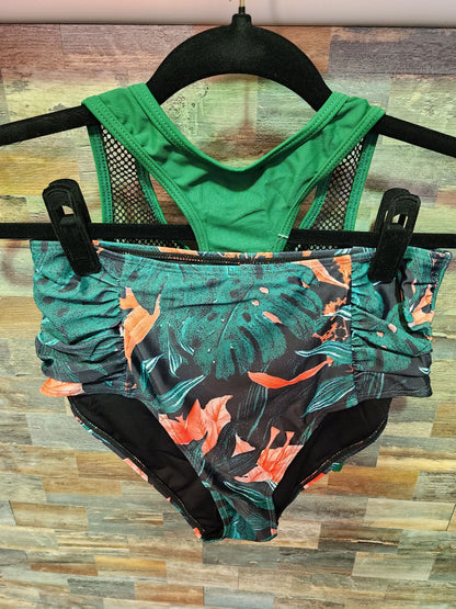 HIGH WAISTED RACERBACK MED GREEN/BLACK