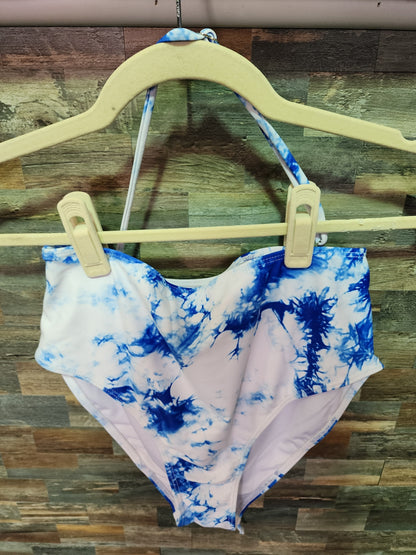 STRAPLESS BIKINI HP FLORAL M BLUE/WHITE