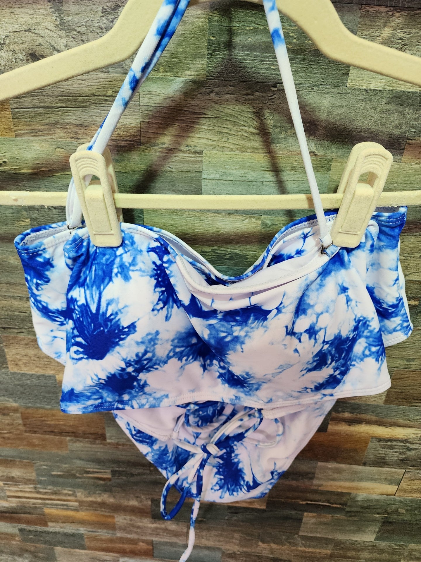 STRAPLESS BIKINI HP FLORAL M BLUE/WHITE