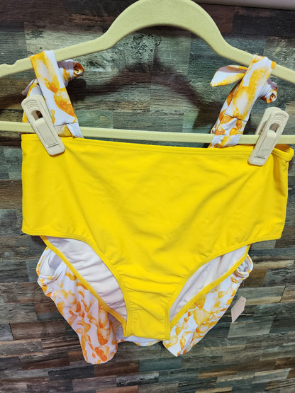 HIGH WAISTED RACERBACK LARGE WHITE/YELLOW