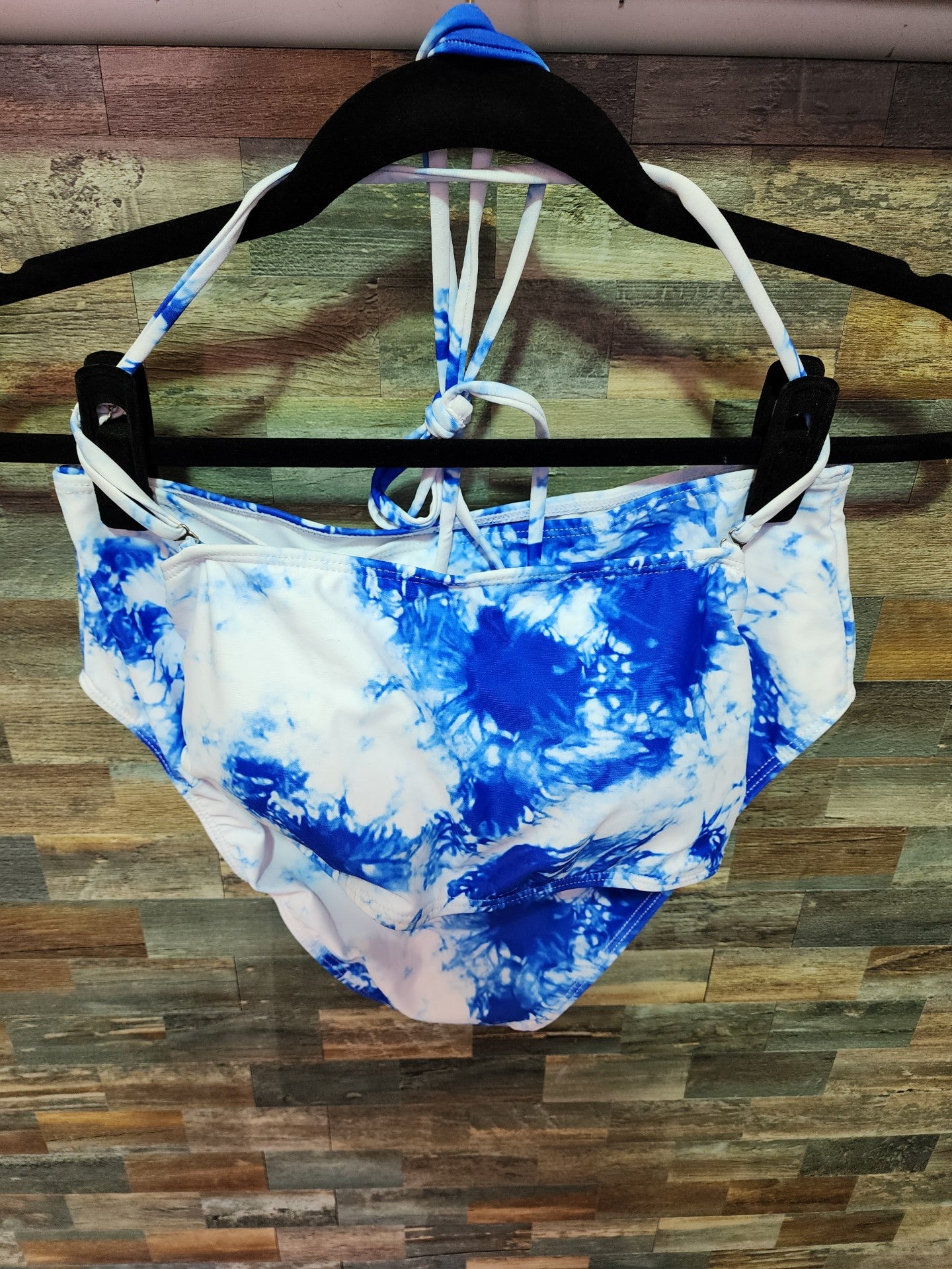 HIGH WAISTED RACERBACK LARGE BLUE/WHITE