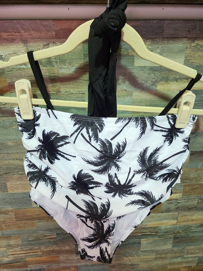 HIGH WAISTED RACERBACK LARGE BLACK/FLORAL