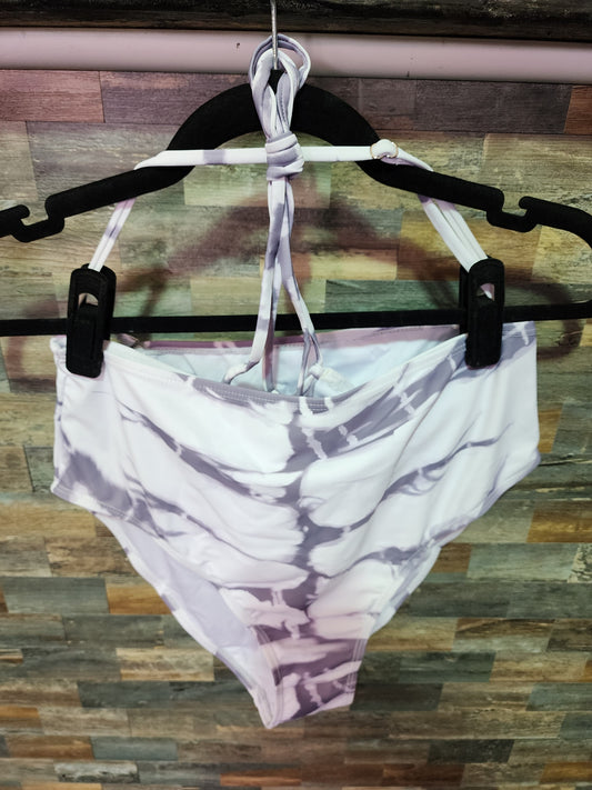 STRAPLESS BIKINI HP FLORAL LARGE WHITE/GREY