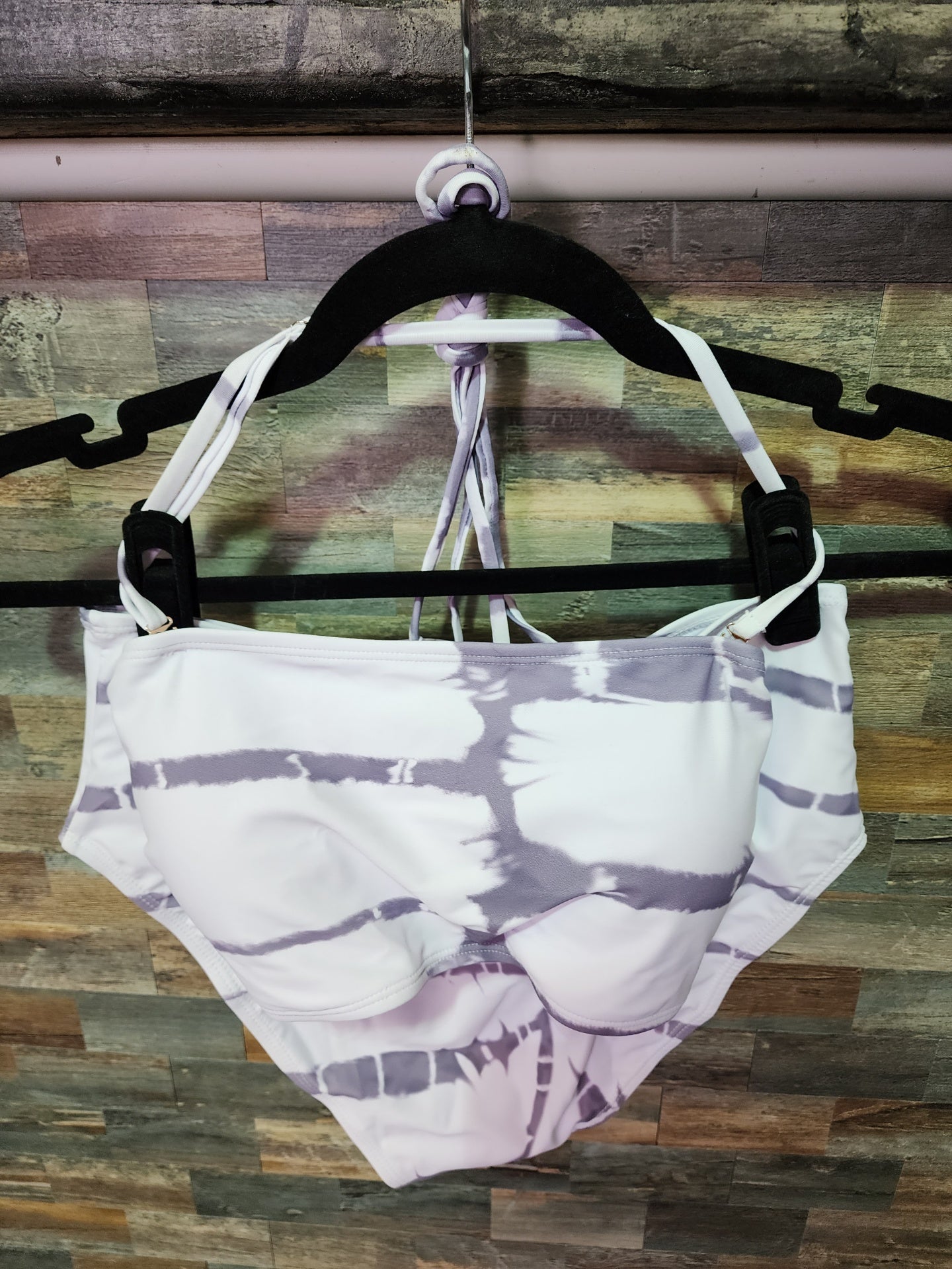 STRAPLESS BIKINI HP FLORAL LARGE WHITE/GREY