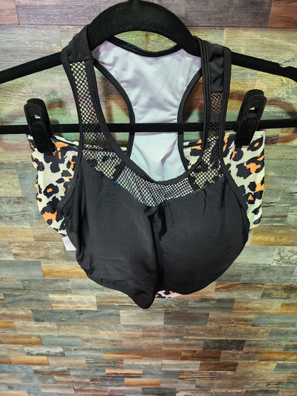 HIGH WAISTED RACERBACK LARGE BLACK/LEOPARD