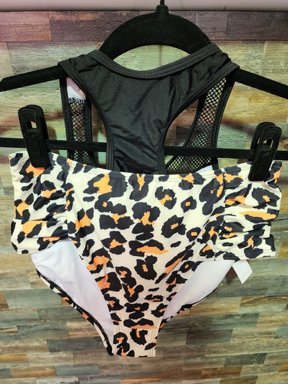 HIGH WAISTED RACERBACK LARGE BLACK/LEOPARD