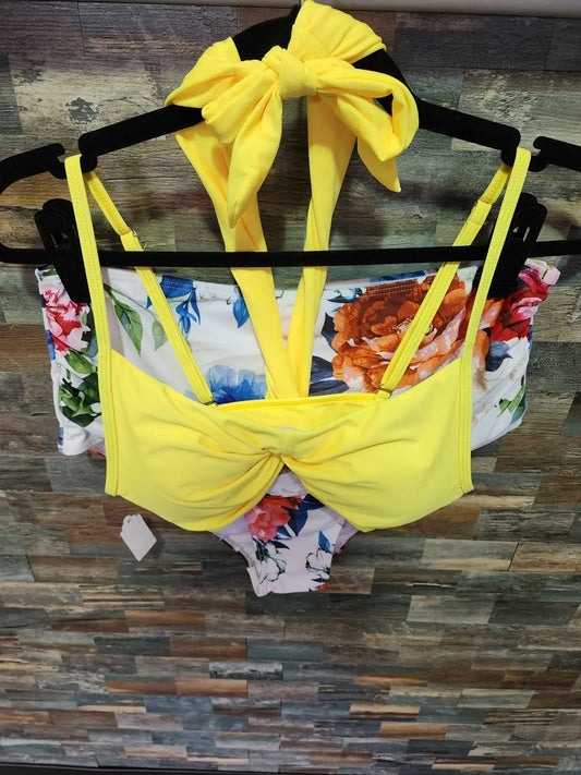 WRAP BIKINI SET FLORAL X-LARGE YELLOW Dragon's Gemz