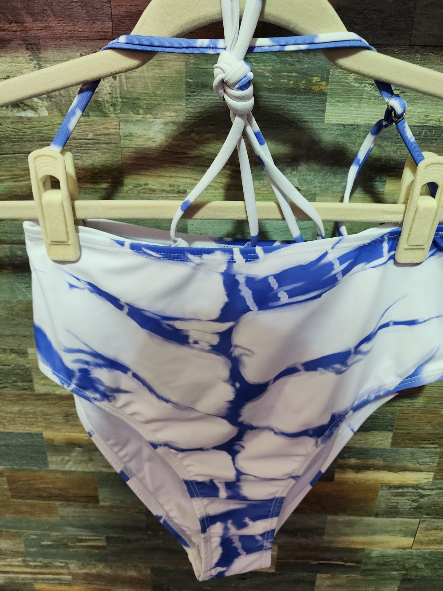 STRAPLESS BIKINI HP FLORAL S WHITE/BLUE