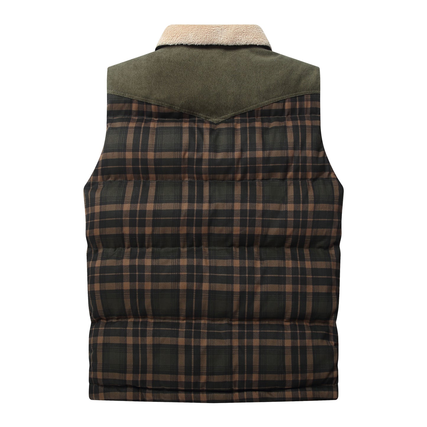 Men Neck Collar Warm Plaid Vest