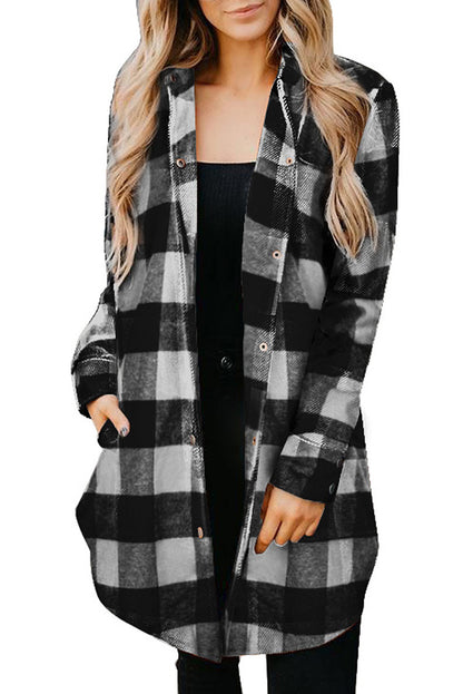 Mid-length long-sleeved plaid shirt