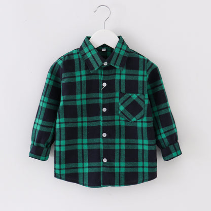 Children's Plaid Shirt Casual Coat Top