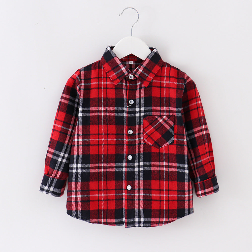 Children's Plaid Shirt Casual Coat Top