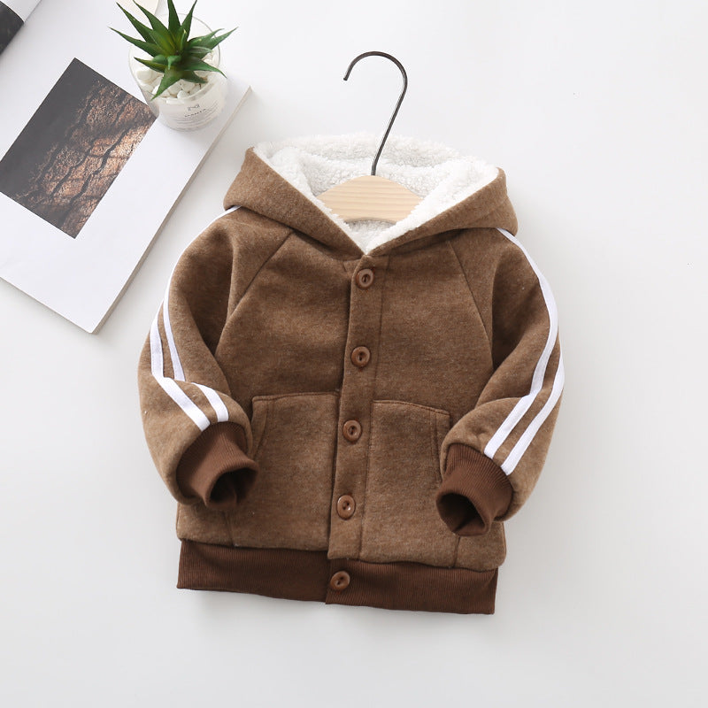 Autumn And Winter Children's And Women's Clothing Cardigan Jacket Lamb Velvet Sweater