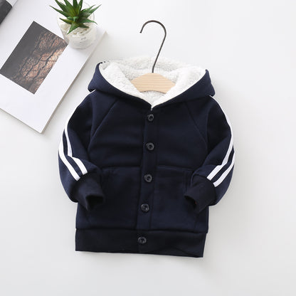 Autumn And Winter Children's And Women's Clothing Cardigan Jacket Lamb Velvet Sweater