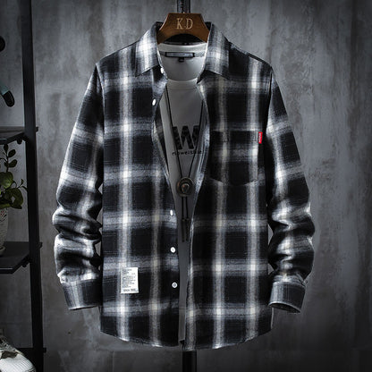 Plaid Shirt Jacket Men's Shirt Long Sleeve Casual