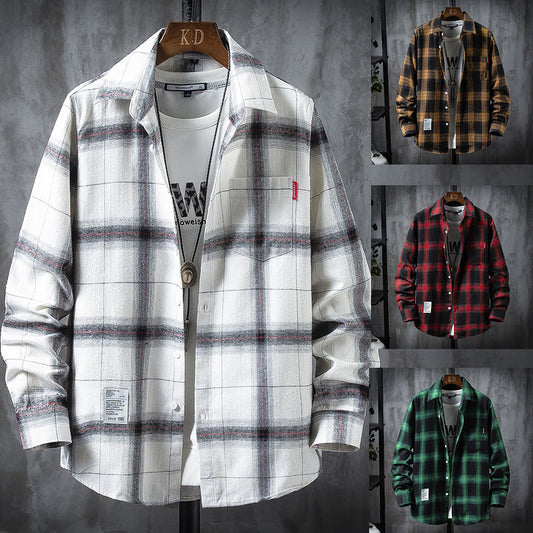 Plaid Shirt Jacket Men's Shirt Long Sleeve Casual