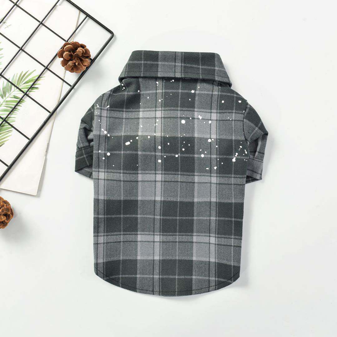 Autumn And Winter New Pet Clothing Plaid Shirt All-match Casual Cotton Plaid Shirt