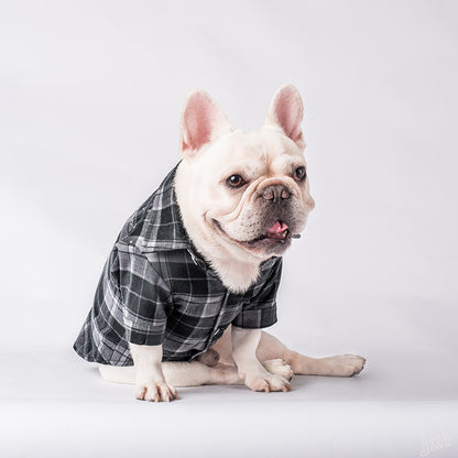 Autumn And Winter New Pet Clothing Plaid Shirt All-match Casual Cotton Plaid Shirt