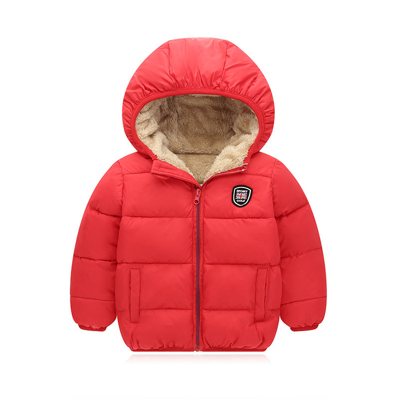 Children's hooded and down padded jacket