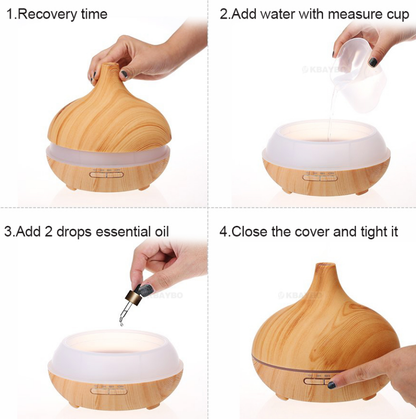 Ultrasonic Aroma Diffuser Humidifier Wood Grain