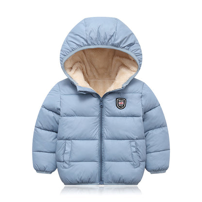 Children's hooded and down padded jacket