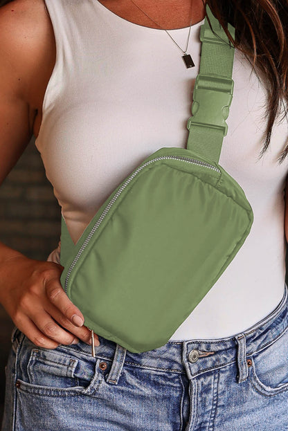 Khaki Waterproof Zipped Fanny Pack Crossbody Sling Bag