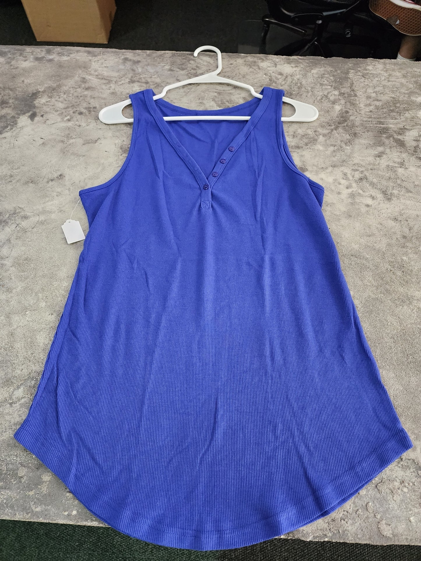 V NECK BUTTON DOWN TANK  S/M/L/XL 10 COLORS