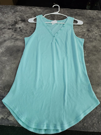 V NECK BUTTON DOWN TANK  S/M/L/XL 10 COLORS