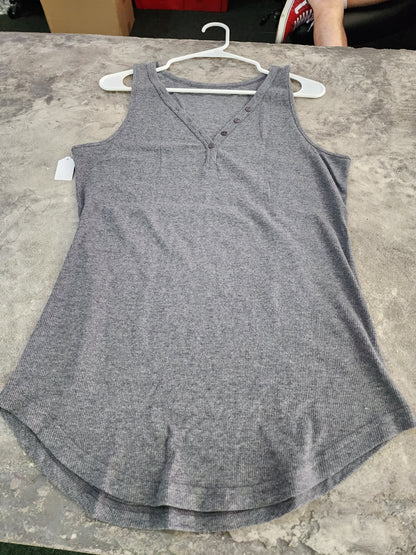 V NECK BUTTON DOWN TANK  S/M/L/XL 10 COLORS