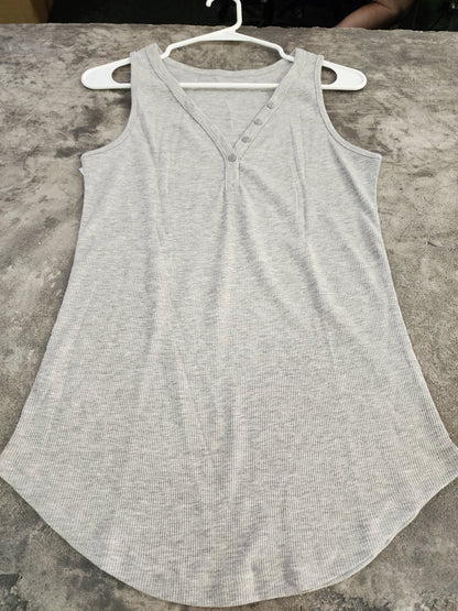 V NECK BUTTON DOWN TANK  S/M/L/XL 10 COLORS