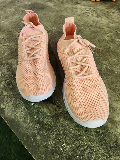 Peach knit walking shoe - 8