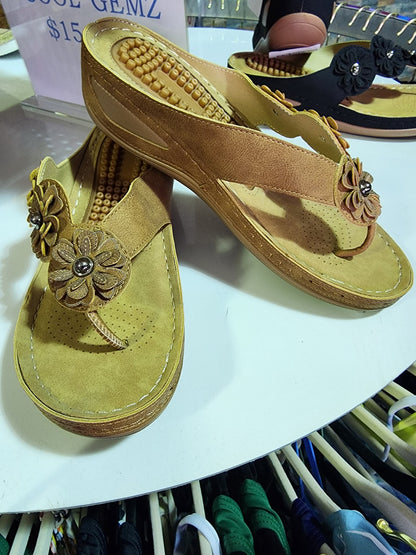 Message Sandal with flower design-(sizes 8.5-9.5)