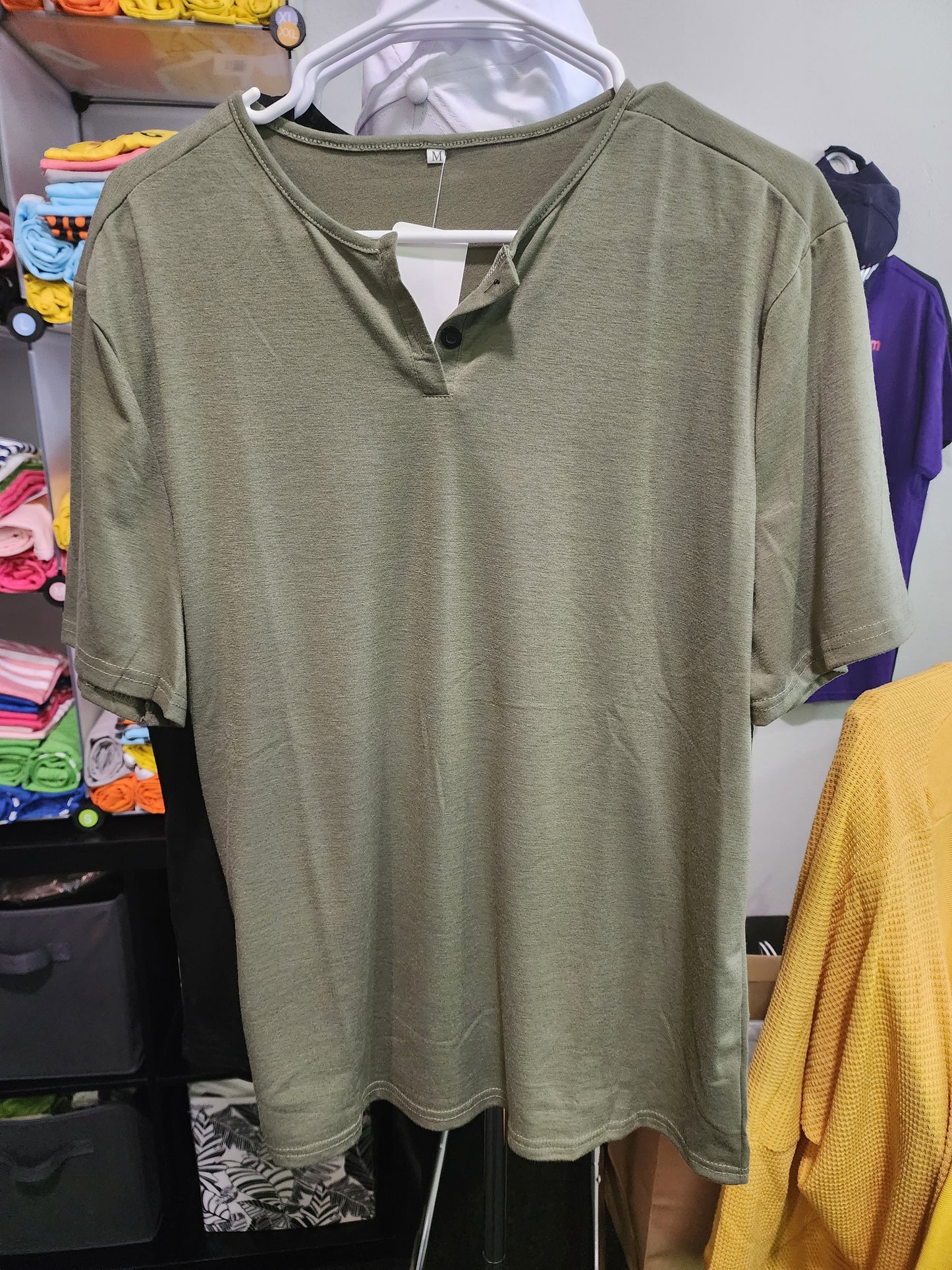 HENLEY SHORT SLEEVE SHIRT- 4 COLORS-L/XL/2XL