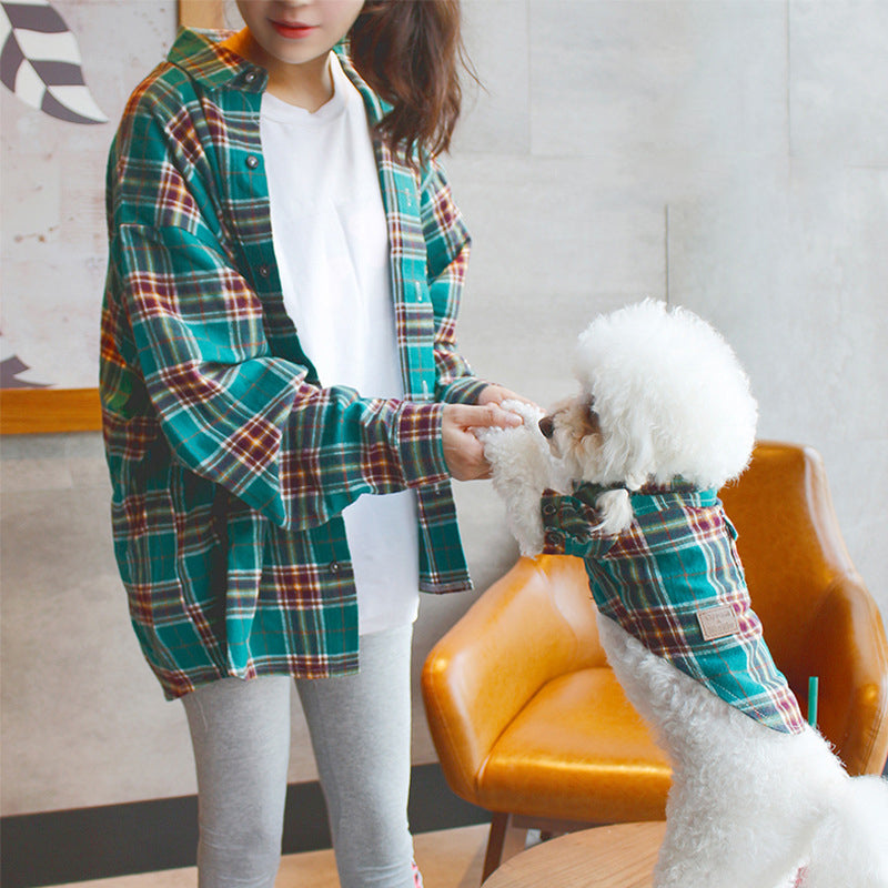 Pet parent-child plaid shirt