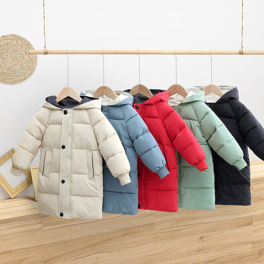 Children's down padded jacket thick mid-length