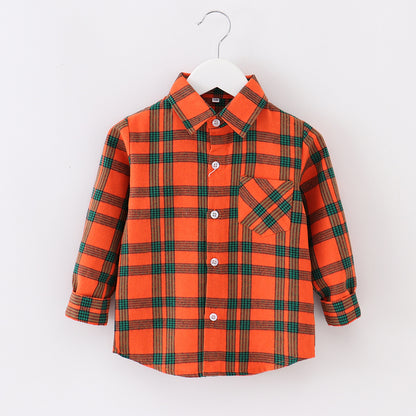 Children's Plaid Shirt Casual Coat Top