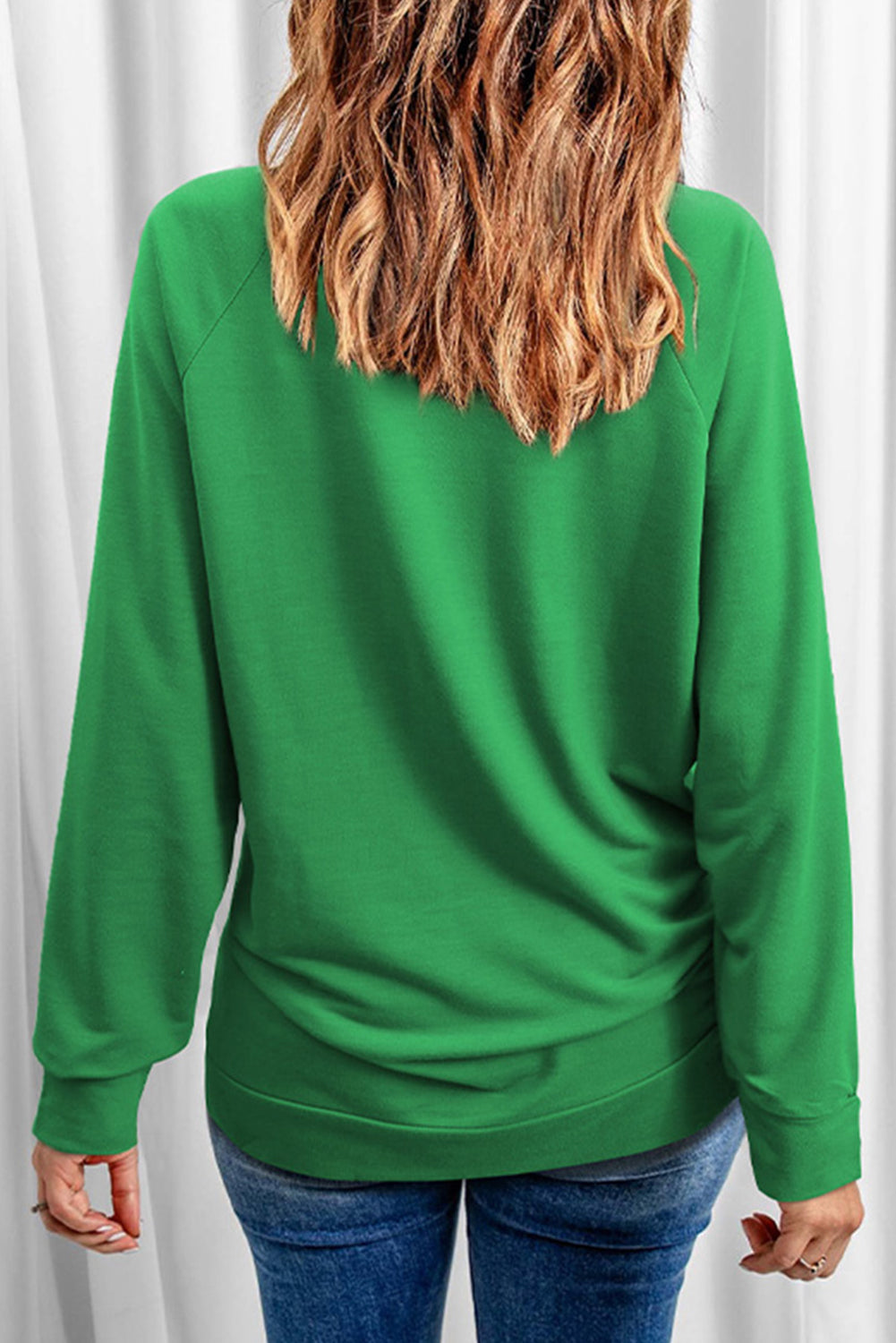 Green Merry & Bright Sequin Graphic Raglan Sleeve Sweatshirt