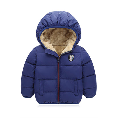 Children's hooded and down padded jacket