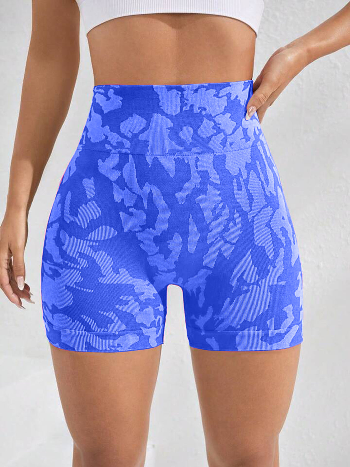 Printed High Waist Active Shorts