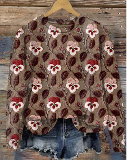 Printed European And American Style Plus Size Sweater