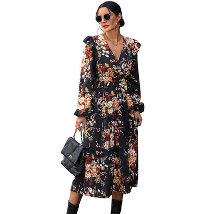 Women's European And American Printing Autumn Dress