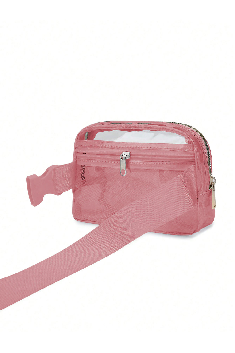 Bright White Adjustable Straps Zipper Clear Waist Bag