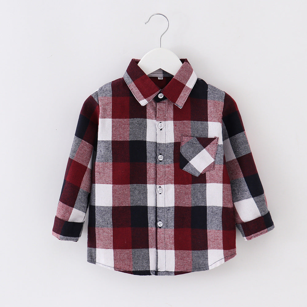 Children's Plaid Shirt Casual Coat Top